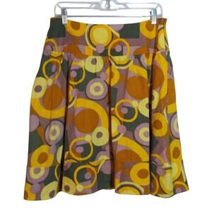 Larry Levine A Line Groovy Geometric Skirt Artsy Linen Size 10